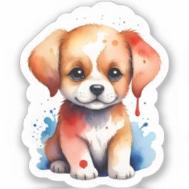 Wasserfarbenpuppy Aufkleber