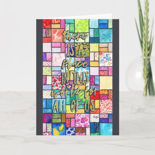 Wasserfarbenquilt - Positive Meldung Karte (Vorderseite)