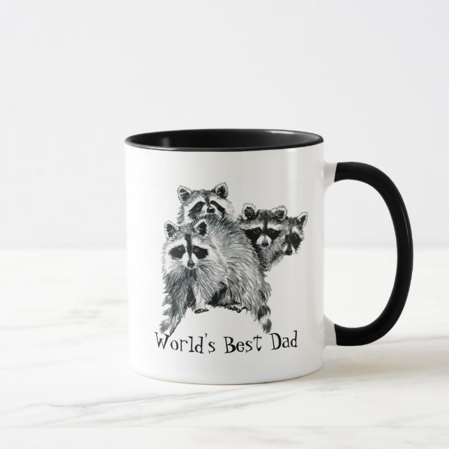 Wasserfarbenraccoon, Fahrrad, Fahrradbester Vater Tasse (Rechts)