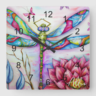 Wasserfarbenrachenfliege, personalisieren quadratische wanduhr