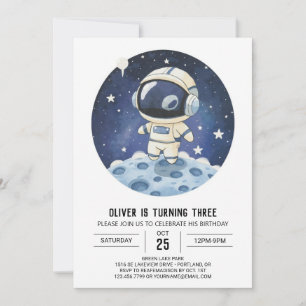Wasserfarbenrakete Moderner Astronautenjunge zum G Einladung