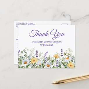 Wasserfarbenrand-Hochzeits-Dankeskarten mit Wildbl Postkarte