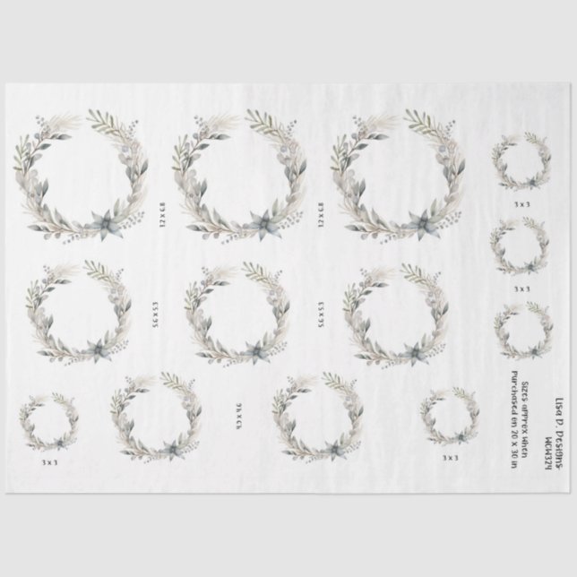 Wasserfarbenreath mit Blume Seidenpapier (Vorderseite)