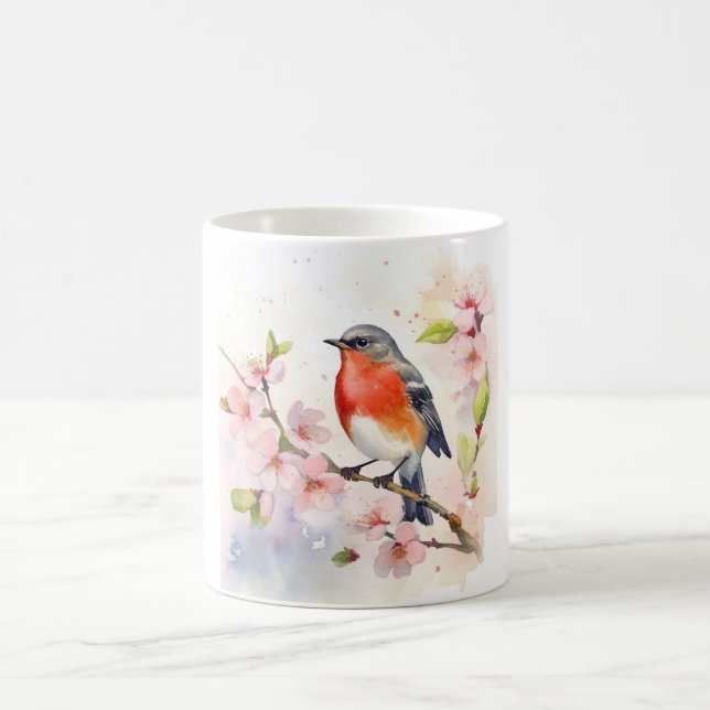 Wasserfarbenrobe auf der Zweigstelle Frühjahrskirs Kaffeetasse (Mittel)