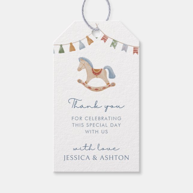 Wasserfarbenrockner, Babydusche Geschenkanhänger (Vorderseite)