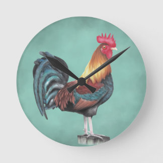 Wasserfarbenrooster Runde Wanduhr
