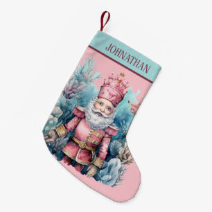 Wasserfarbenrosa Nutcracker hinzufügen Kleiner Weihnachtsstrumpf