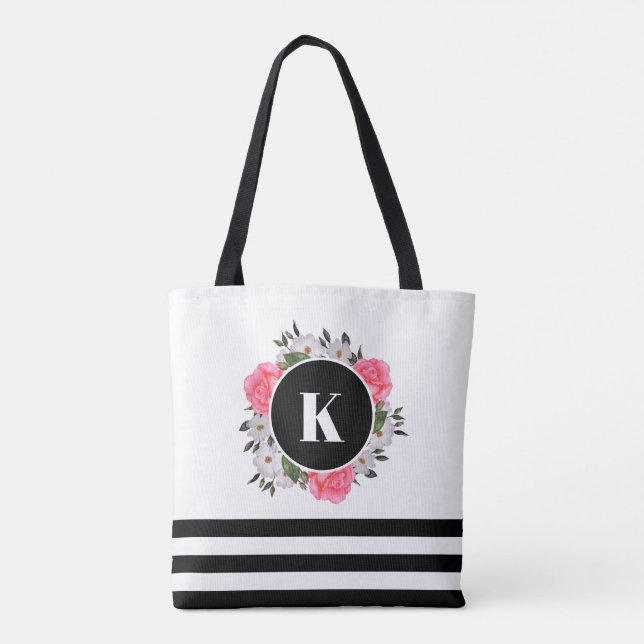 Wasserfarbenrosa und weißes Rosenkreislauf Tasche (Rückseite)