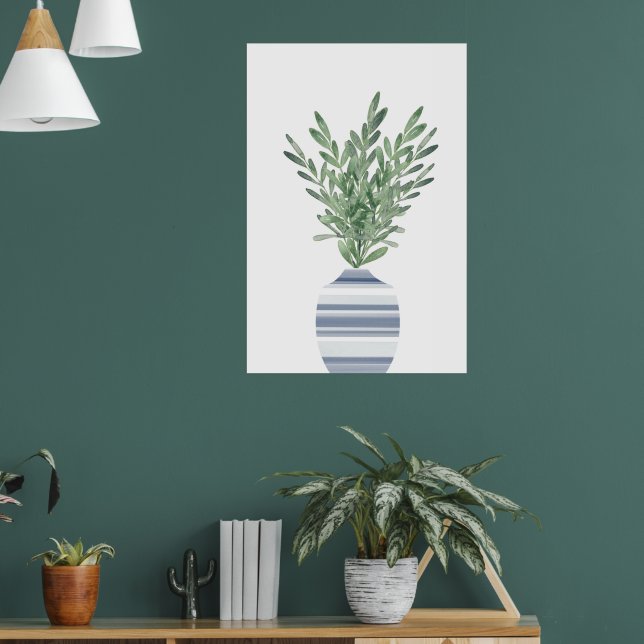 Wasserfarbenrosemary und Blauer Streifen Poster (Wohnzimmer 1)
