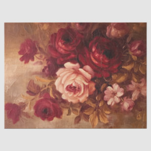 Wasserfarbenrot und bordeauxfarbene Rose Vintages Seidenpapier