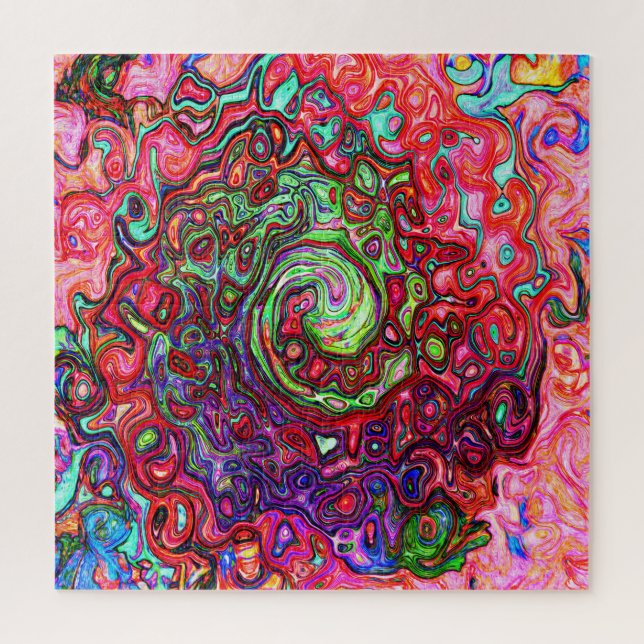 Wasserfarbenroter Groovy Abstrakt Retro Liquid Swi (Vertikal)