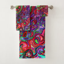 Wasserfarbenroter Groovy Abstrakt Retro Liquid Swi