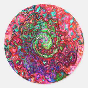 Wasserfarbenroter Groovy Abstrakt Retro Liquid Swi Runder Aufkleber