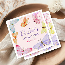 Wasserfarbenschmetterling 1. Geburtstag Serviette