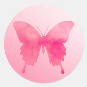 Wasserfarbenschmetterling - Fuchsia und Pastellros Runder Aufkleber