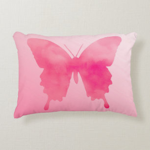 Wasserfarbenschmetterling - Fuchsia und Pastellros Zierkissen