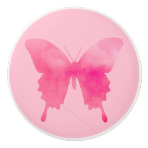 Wasserfarbenschmetterling - Fuchsia und Pink Keramikknauf