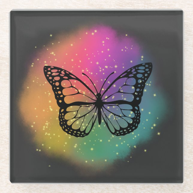 Wasserfarbenschmetterling Glasuntersetzer (Vorderseite)