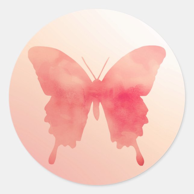 Wasserfarbenschmetterling - Korallen und Pfirsich Runder Aufkleber (Vorderseite)