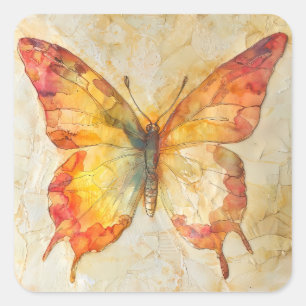 Wasserfarbenschmetterling Quadratischer Aufkleber