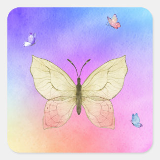Wasserfarbenschmetterling Quadratischer Aufkleber