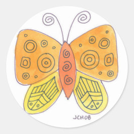Wasserfarbenschmetterling Runder Aufkleber