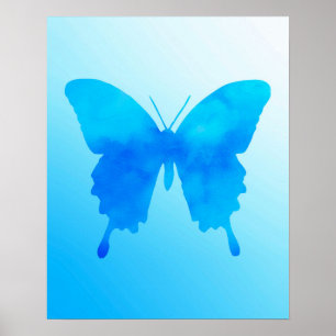 Wasserfarbenschmetterling - Schatten von Sky Blue Poster