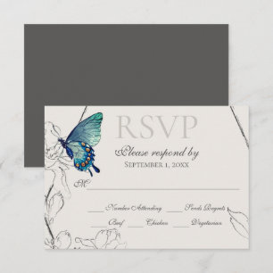 Wasserfarbenschmetterling und geometrische Hochzei RSVP Karte