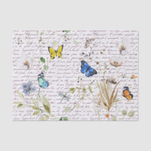 Wasserfarbenschmetterling Wilde Blume Decoupage Seidenpapier