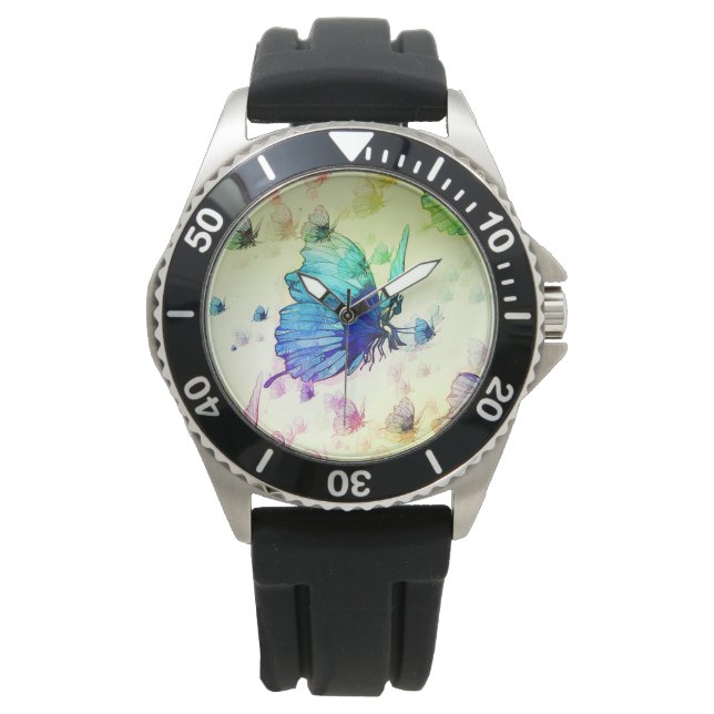 Wasserfarbenschmetterlinge beobachten armbanduhr (Vorderseite)