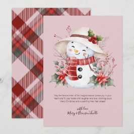 Wasserfarbenschneemann mit Holly Feiertagskarte