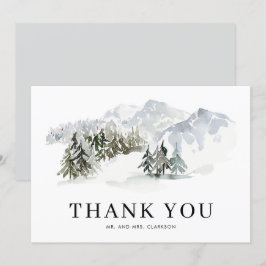 Wasserfarbenschneewald Winterhochzeit im Wald Dankeskarte