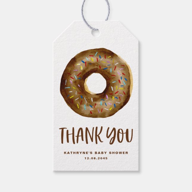Wasserfarbenschokolade Sprinkle Donut Danke Geschenkanhänger (Vorderseite)