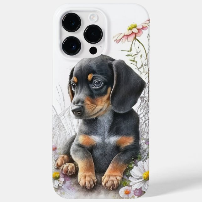WASSERFARBENSCHWARZ UND DACKEL-HUND Case-Mate iPhone 14 PRO MAX HÜLLE (Rückseite)