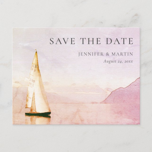 Wasserfarbensee Save the Date Postkarten (Vorderseite)