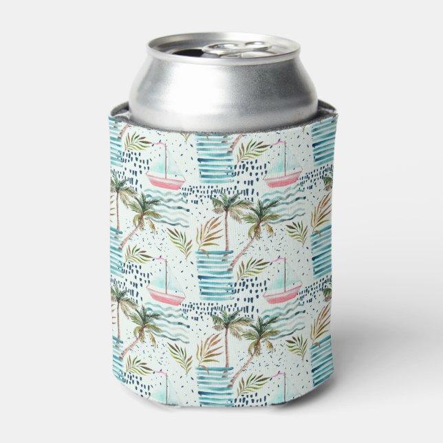 Wasserfarbensegler mit Palmbaummuster Dosenkühler (Kanne Vorderseite)