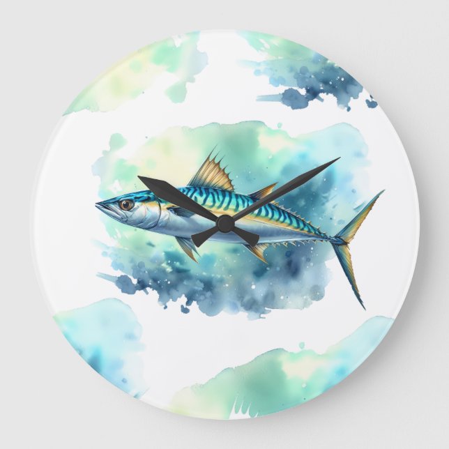 Wasserfarbenserie: Mackerel Große Wanduhr (Vorderseite)