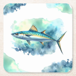 Wasserfarbenserie: Mackerel Rechteckiger Pappuntersetzer