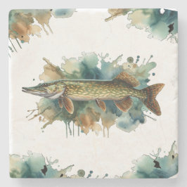 Wasserfarbenserie: Pike Steinuntersetzer