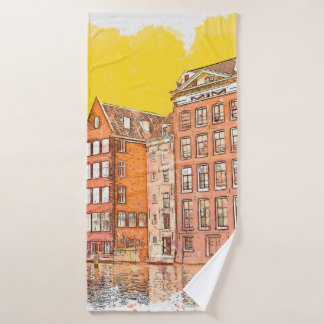 Wasserfarbenskizze oder Illustration eines traditi Badehandtuch