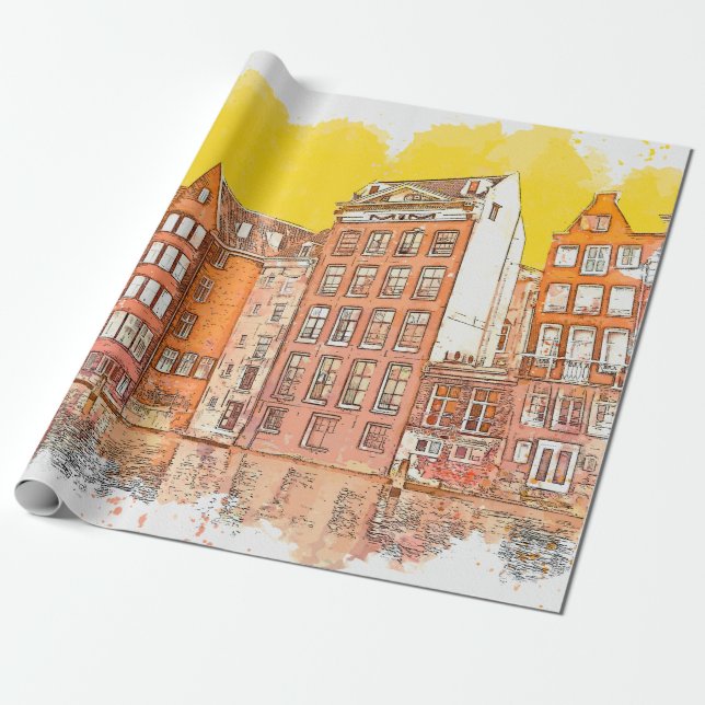 Wasserfarbenskizze oder Illustration eines traditi Geschenkpapier (Ungerollt)