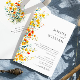 Wasserfarbenspiel Wildblume Bohemische Hochzeit Einladung