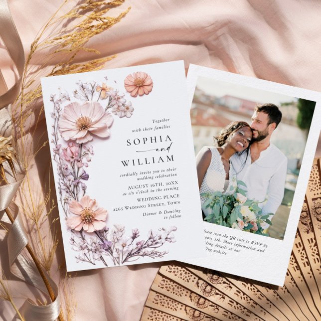 Wasserfarbenspiel Wildblume Bohemische Hochzeit Einladung (Von Creator hochgeladen)