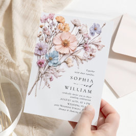 Wasserfarbenspiel Wildblume Bohemische Hochzeit Einladung