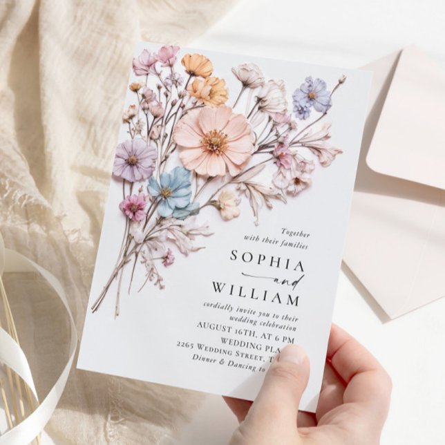Wasserfarbenspiel Wildblume Bohemische Hochzeit Einladung (Von Creator hochgeladen)