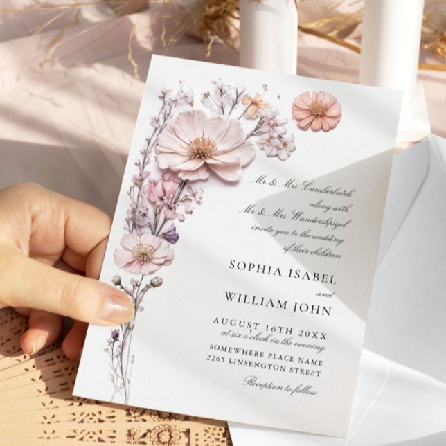 Wasserfarbenspiel Wildblume Bohemische Hochzeit Einladung (Von Creator hochgeladen)