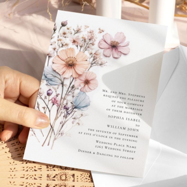 Wasserfarbenspiel Wildblume Bohemische Hochzeit Einladung (Von Creator hochgeladen)