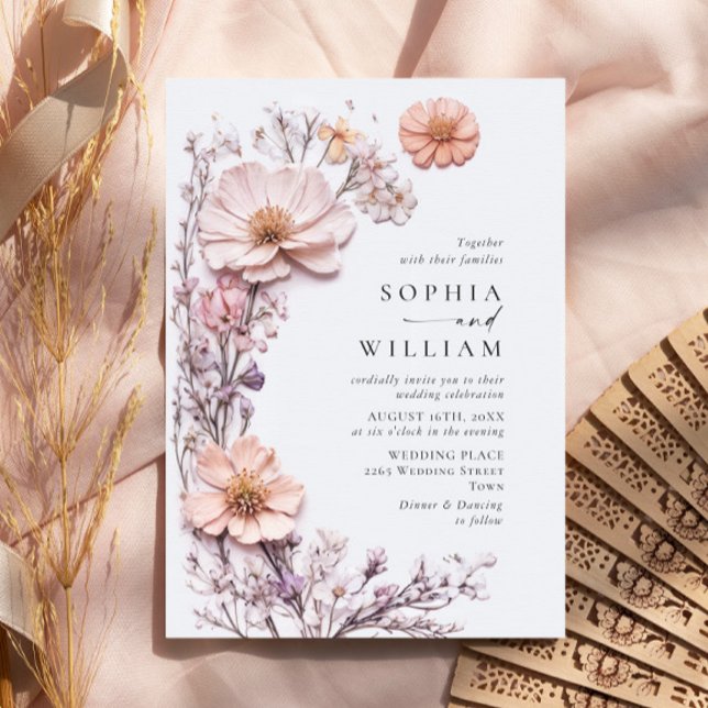 Wasserfarbenspiel Wildblume Bohemische Hochzeit Einladung (Von Creator hochgeladen)