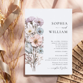 Wasserfarbenspiel Wildblume Bohemische Hochzeit Einladung