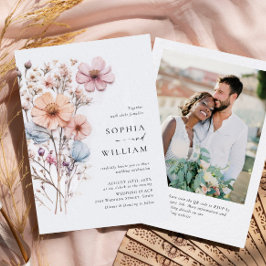 Wasserfarbenspiel Wildblume Bohemische Hochzeit Einladung